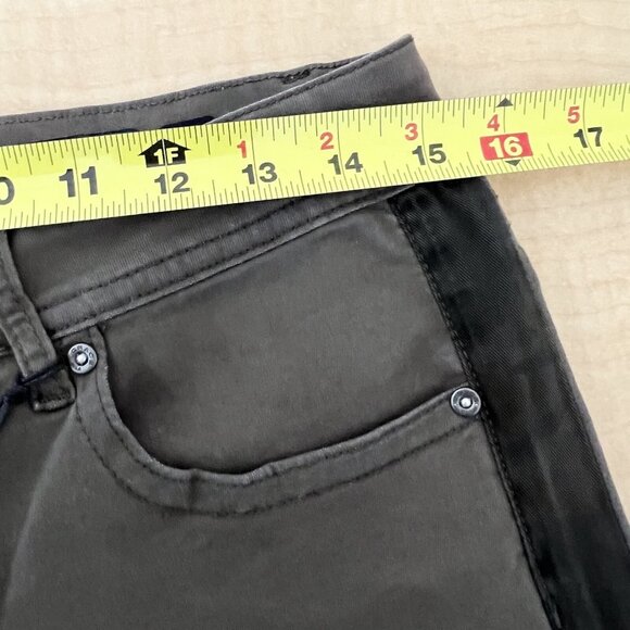 GRACE in LA Women's Jeans Size 29 Skinny Stripe Side Stretch Raw Hem Olive Green - Picture 8 of 13